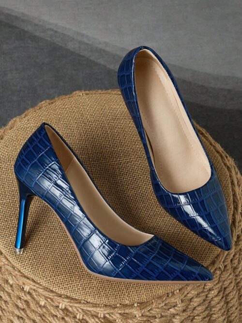 Women's Comfortable Pointed Toe Shallow Mouth 9cm Thin Heel Pumps, Fashionable Brown Vintage Elegant Casual Shoes - Image 3