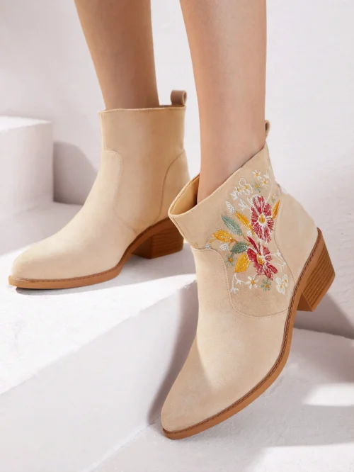 Styleloop Women's New Outdoor Western Style Casual High Heel Ankle Boots