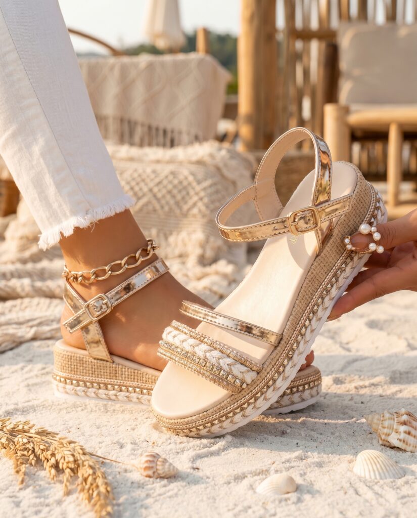 Sandale platformë boho për verë